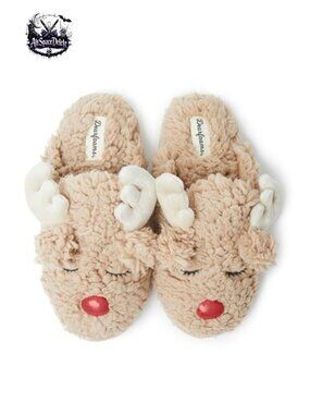 Holiday Reindeer Turkey Scuff Slippers Plush Memory Foam Indoor Outdoor